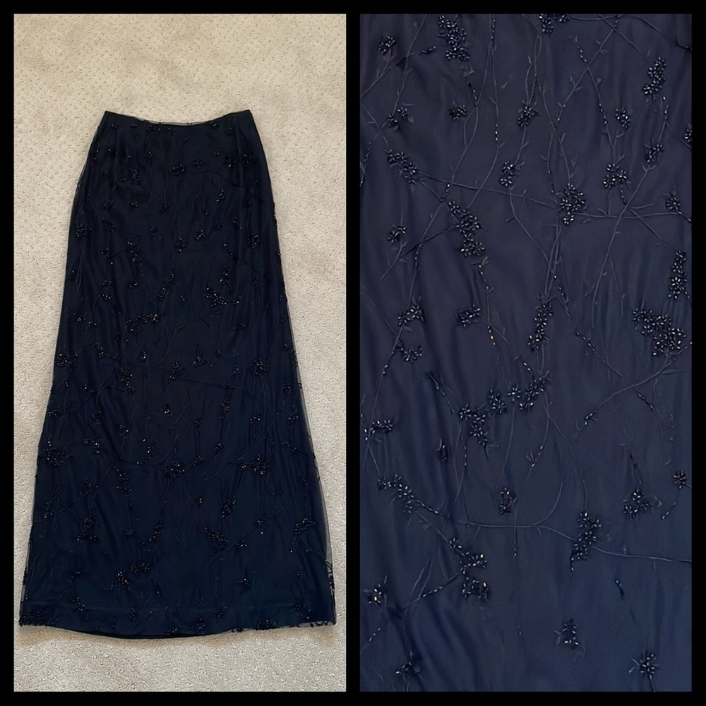 Anne Klein (vintage 90's) Black Beaded Long Skirt | Size 2